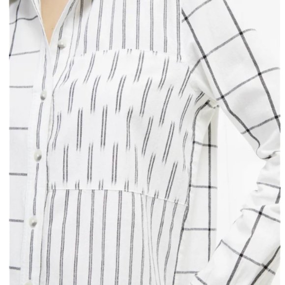 French Connection Maras Multi Patchwork Shirt  Cotton Womens Size 6 - Picture 3 of 6